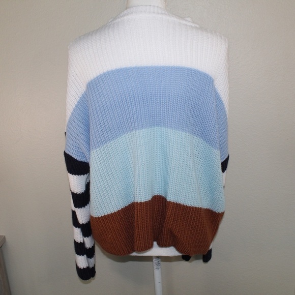 Unbranded Striped Color Block Knitted Style Crew Neck Sweater - Size Medium - Picture 3 of 5
